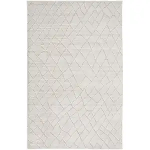 Photo of Ivory And Gray Striped Hand Woven Area Rug