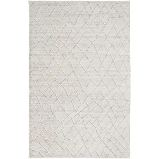 Ivory And Gray Striped Hand Woven Area Rug Photo 1