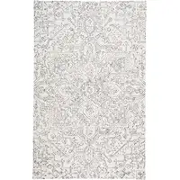 Photo of Ivory And Gray Wool Floral Tufted Handmade Stain Resistant Area Rug