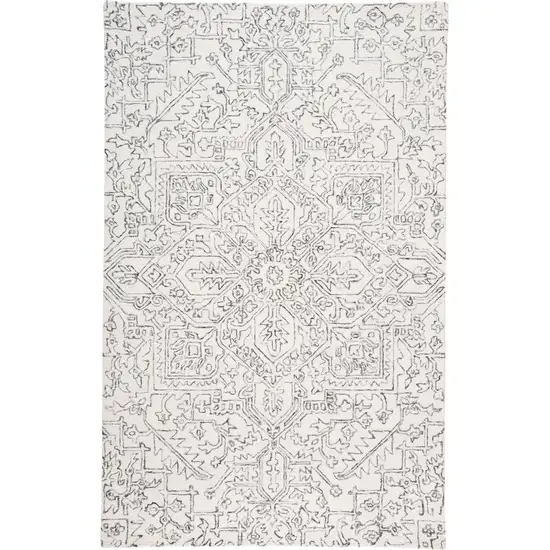 Ivory And Gray Wool Floral Tufted Handmade Stain Resistant Area Rug Photo 1