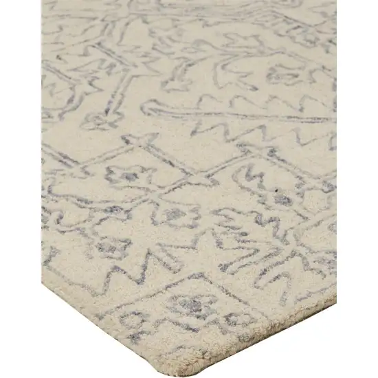 Ivory And Gray Wool Floral Tufted Handmade Stain Resistant Area Rug Photo 4