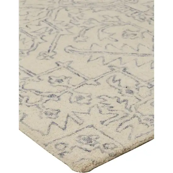 Ivory And Gray Wool Floral Tufted Handmade Stain Resistant Area Rug Photo 3