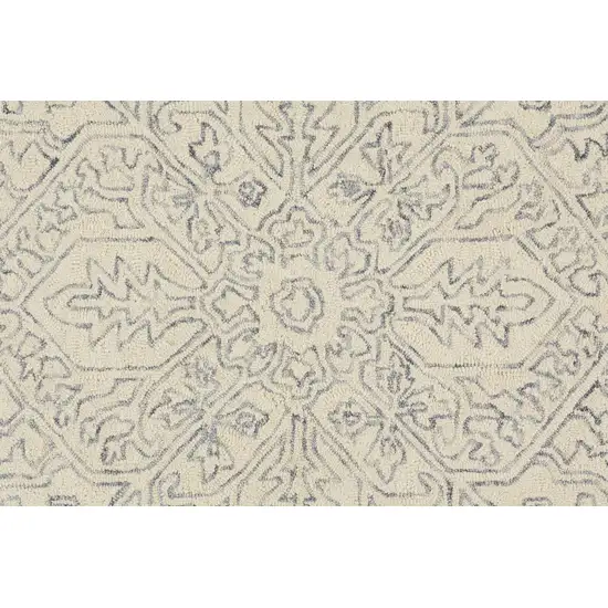 Ivory And Gray Wool Floral Tufted Handmade Stain Resistant Area Rug Photo 6