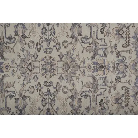 Ivory And Gray Wool Floral Tufted Handmade Stain Resistant Area Rug Photo 5