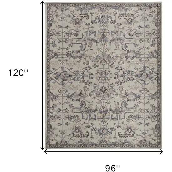 Ivory And Gray Wool Floral Tufted Handmade Stain Resistant Area Rug Photo 3