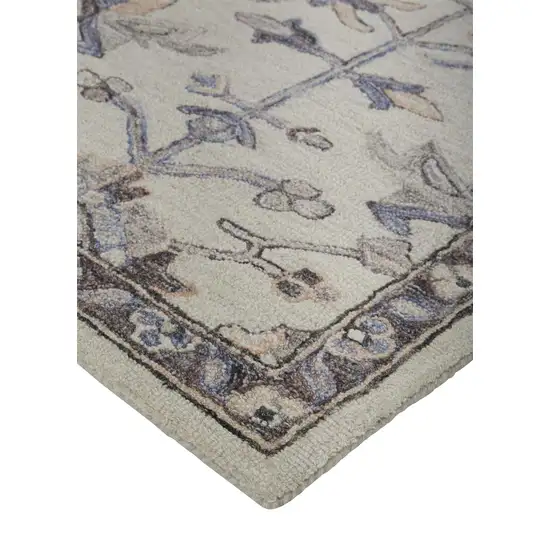 Ivory And Gray Wool Floral Tufted Handmade Stain Resistant Area Rug Photo 4