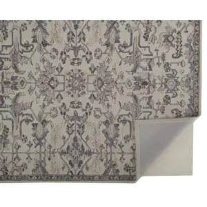 Photo of Ivory And Gray Wool Floral Tufted Handmade Stain Resistant Area Rug