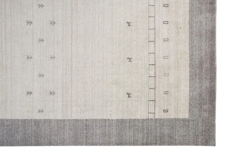 Ivory And Gray Wool Hand Knotted Stain Resistant Area Rug Photo 2