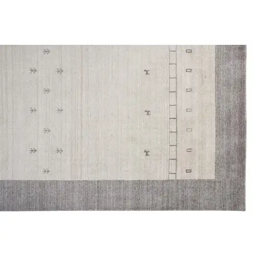 Ivory And Gray Wool Hand Knotted Stain Resistant Area Rug Photo 2