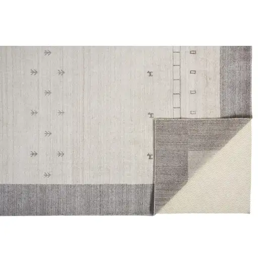 Ivory And Gray Wool Hand Knotted Stain Resistant Area Rug Photo 4