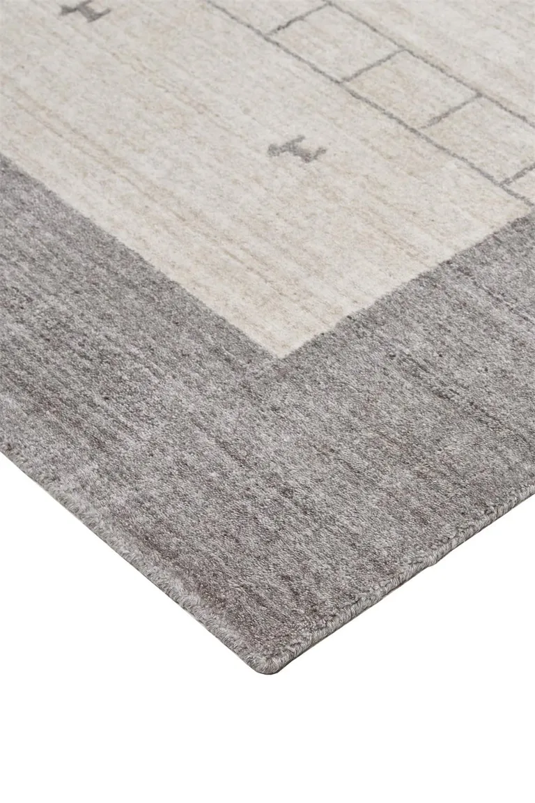 Ivory And Gray Wool Hand Knotted Stain Resistant Area Rug Photo 5