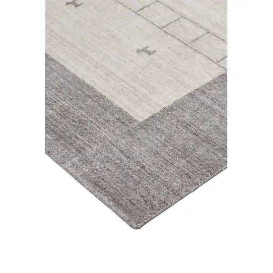 Ivory And Gray Wool Hand Knotted Stain Resistant Area Rug Photo 5