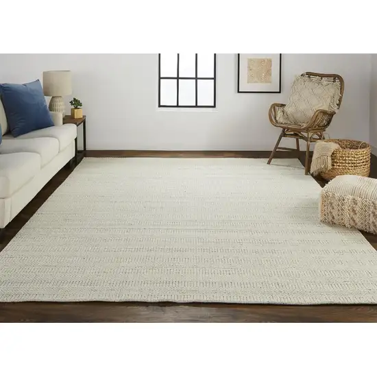 Ivory And Gray Wool Hand Woven Stain Resistant Area Rug Photo 6