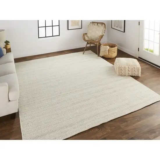 Ivory And Gray Wool Hand Woven Stain Resistant Area Rug Photo 7