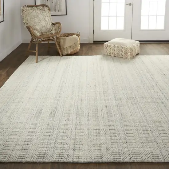 Ivory And Gray Wool Hand Woven Stain Resistant Area Rug Photo 8