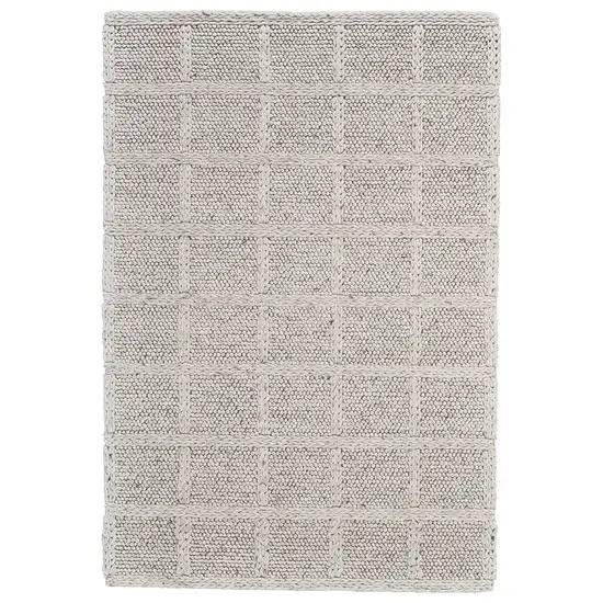 Ivory And Gray Wool Plaid Hand Woven Stain Resistant Area Rug Photo 1