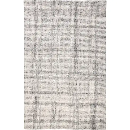 Ivory And Gray Wool Plaid Tufted Handmade Stain Resistant Area Rug Photo 1