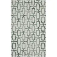 Photo of Ivory And Green Wool Geometric Tufted Handmade Area Rug