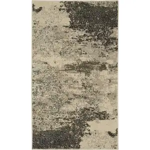 Photo of Ivory And Grey Abstract Power Loom Non Skid Area Rug