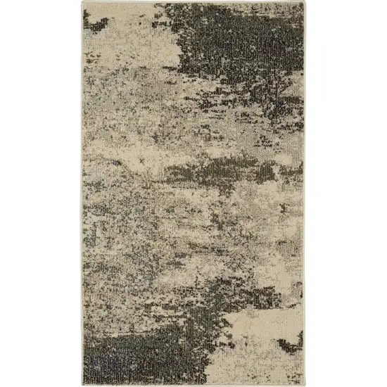 Ivory And Grey Abstract Power Loom Non Skid Area Rug Photo 1