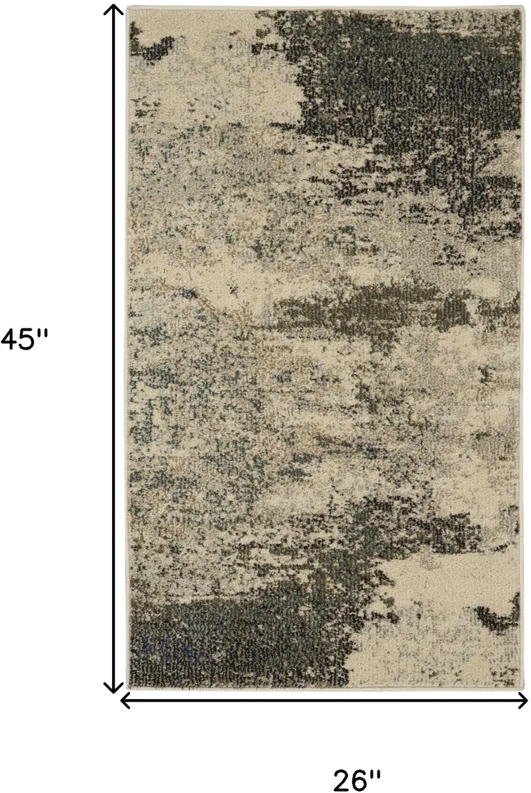 Ivory And Grey Abstract Power Loom Non Skid Area Rug Photo 5