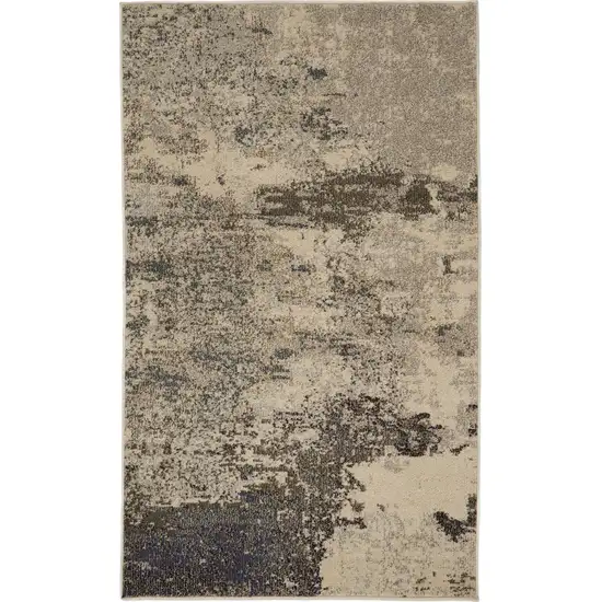 Ivory And Grey Abstract Power Loom Non Skid Area Rug Photo 1