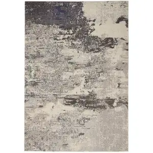 Photo of Ivory And Grey Abstract Power Loom Non Skid Area Rug