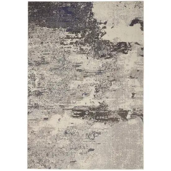 Ivory And Grey Abstract Power Loom Non Skid Area Rug Photo 1