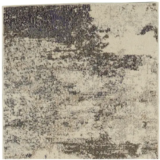 Ivory And Grey Abstract Power Loom Non Skid Runner Rug Photo 4