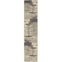 Photo of Ivory And Grey Abstract Power Loom Non Skid Runner Rug
