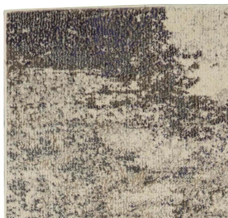 Ivory And Grey Abstract Power Loom Non Skid Runner Rug Photo 3