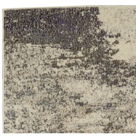 Ivory And Grey Abstract Power Loom Non Skid Runner Rug Photo 3