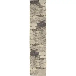 Photo of Ivory And Grey Abstract Power Loom Non Skid Runner Rug