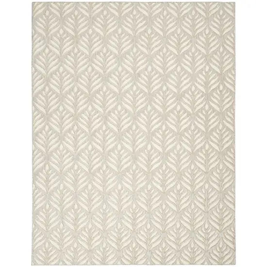 Ivory And Grey Floral Stain Resistant Non Skid Area Rug Photo 1