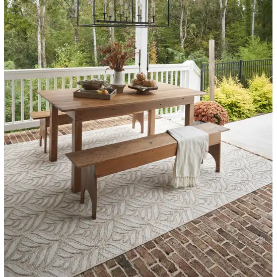 Ivory And Grey Floral Stain Resistant Non Skid Area Rug Photo 9