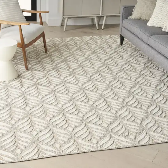 Ivory And Grey Floral Stain Resistant Non Skid Area Rug Photo 8