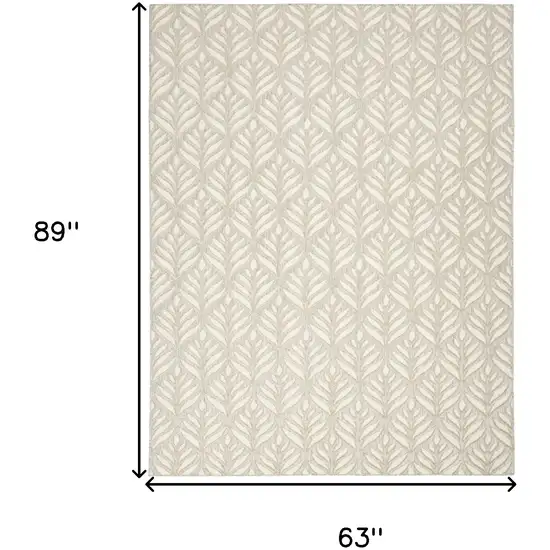 Ivory And Grey Floral Stain Resistant Non Skid Area Rug Photo 5