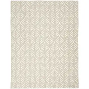 Photo of Ivory And Grey Floral Stain Resistant Non Skid Area Rug