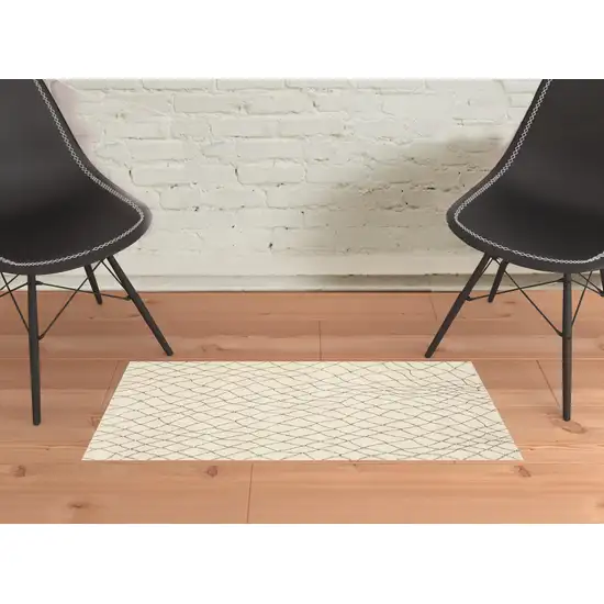 Ivory And Grey Geometric Power Loom Stain Resistant Area Rug Photo 2