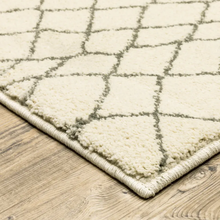 Ivory And Grey Geometric Power Loom Stain Resistant Area Rug Photo 3