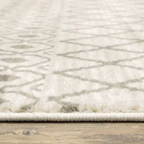 Ivory And Grey Geometric Power Loom Stain Resistant Area Rug Photo 9