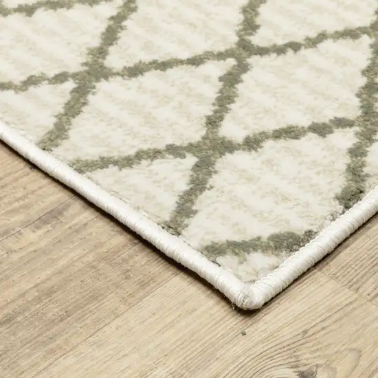 Ivory And Grey Geometric Power Loom Stain Resistant Area Rug Photo 3