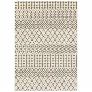 Photo of Ivory And Grey Geometric Power Loom Stain Resistant Area Rug