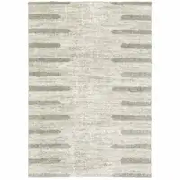 Photo of Ivory And Grey Geometric Shag Power Loom Stain Resistant Area Rug