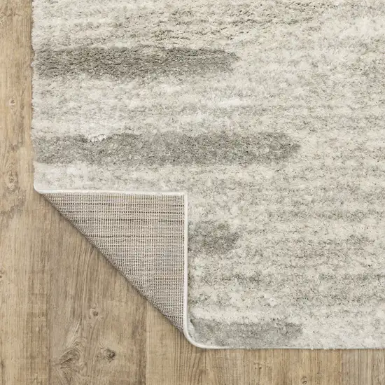 Ivory And Grey Geometric Shag Power Loom Stain Resistant Area Rug Photo 7