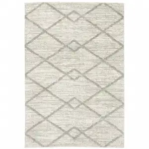 Photo of Ivory And Grey Geometric Shag Power Loom Stain Resistant Area Rug