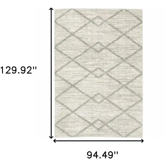 Ivory And Grey Geometric Shag Power Loom Stain Resistant Area Rug Photo 9