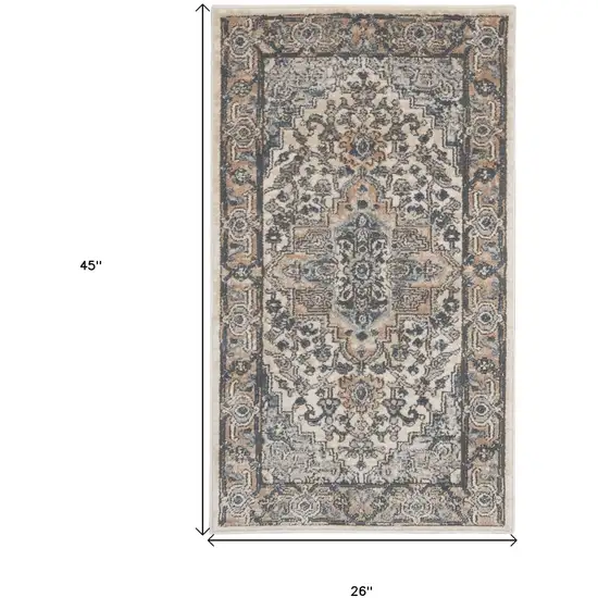 Ivory And Grey Oriental Non Skid Area Rug Photo 6