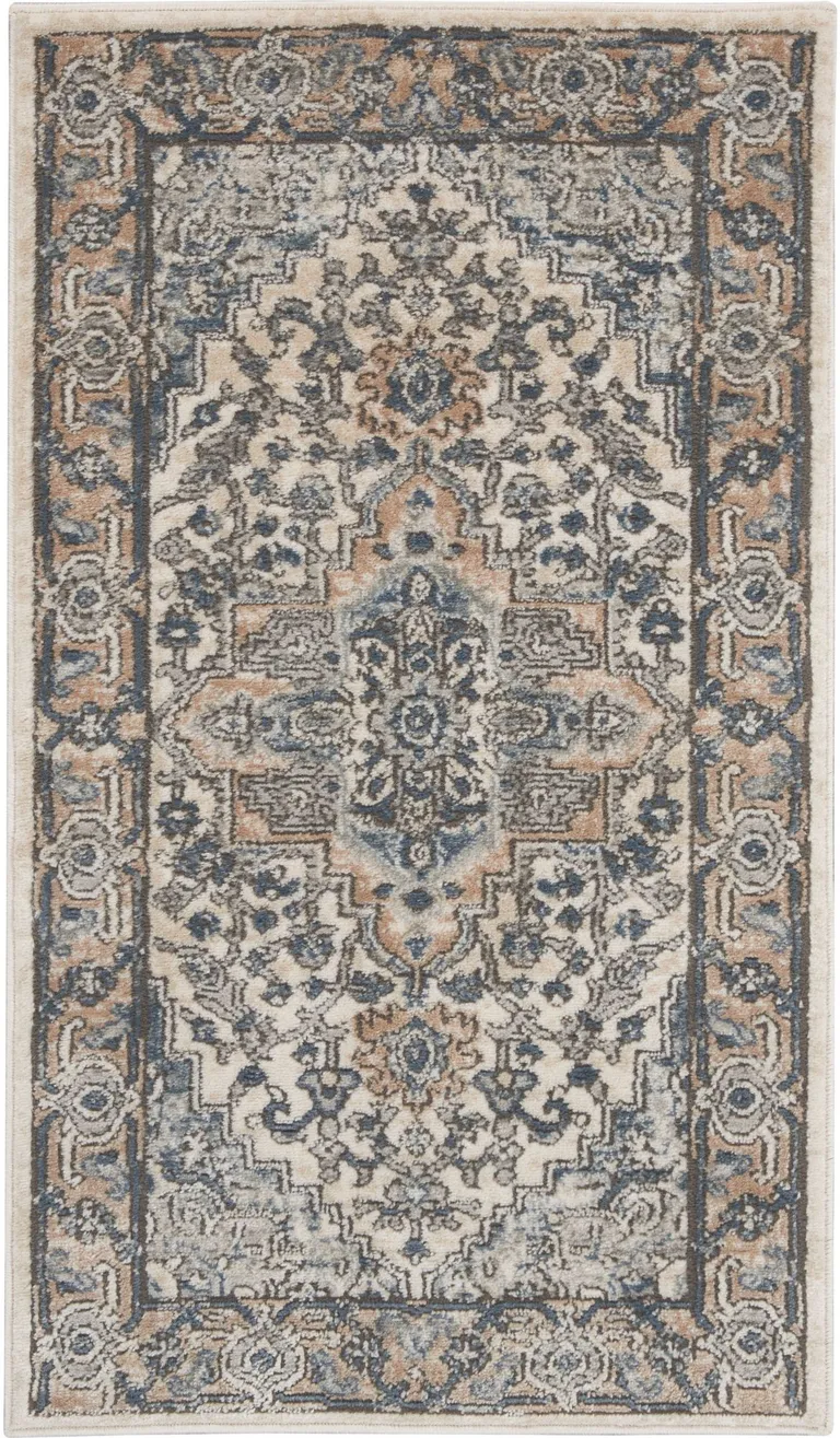 Ivory And Grey Oriental Non Skid Area Rug Photo 1