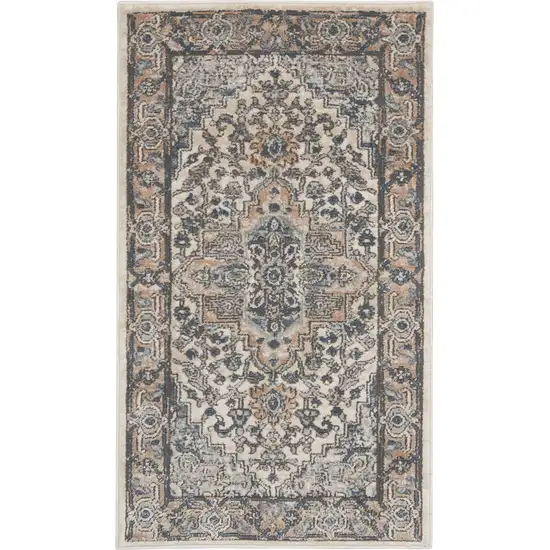 Ivory And Grey Oriental Non Skid Area Rug Photo 1